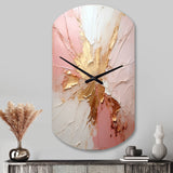 Gold And Pink Paint Fusion - Asymmetric Metal Wall Clock