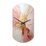 Gold And Pink Paint Fusion - Asymmetric Metal Wall Clock