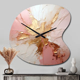 Gold And Pink Paint Fusion - Asymmetric Metal Wall Clock