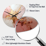 Gold And Pink Paint Fusion - Asymmetric Metal Wall Clock