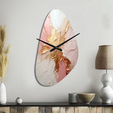 Gold And Pink Paint Fusion - Asymmetric Metal Wall Clock