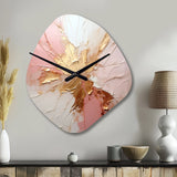 Gold And Pink Paint Fusion - Asymmetric Metal Wall Clock