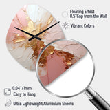Gold And Pink Paint Fusion - Asymmetric Metal Wall Clock