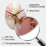 Gold And Pink Paint Fusion - Asymmetric Metal Wall Clock
