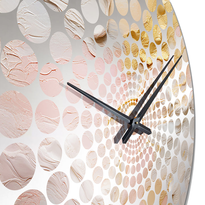 Gold And Pink Paint Fusion I - Abstract Metal Wall Clock