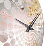 Gold And Pink Paint Fusion I - Abstract Metal Wall Clock