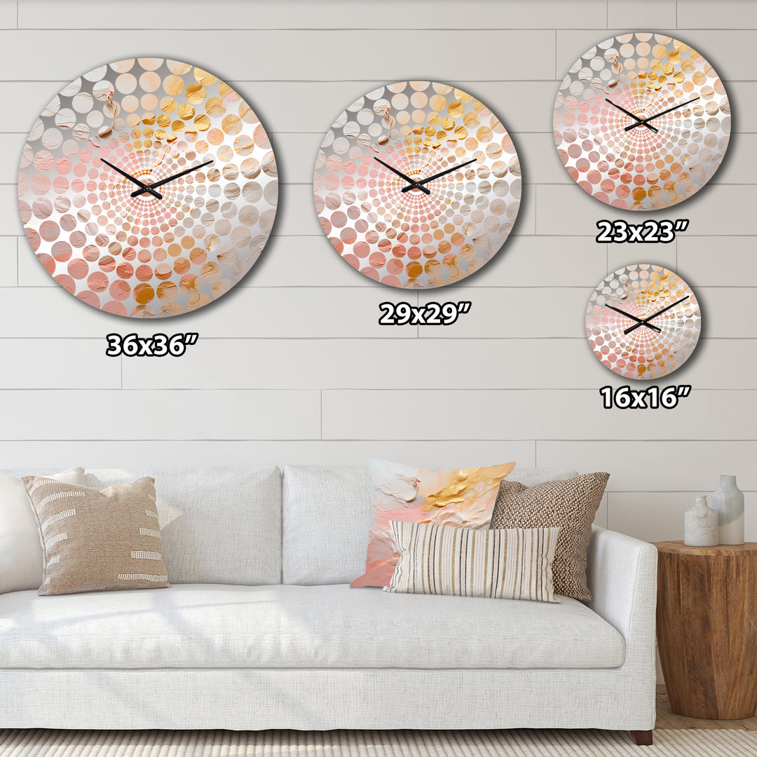 Gold And Pink Paint Fusion I - Abstract Metal Wall Clock