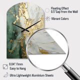 Gold And Green Paint Fusion - Asymmetric Metal Wall Clock