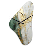 Gold And Green Paint Fusion - Asymmetric Metal Wall Clock