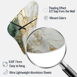 Gold And Green Paint Fusion - Asymmetric Metal Wall Clock