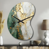 Gold And Green Paint Fusion - Asymmetric Metal Wall Clock