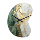 Gold And Green Paint Fusion - Asymmetric Metal Wall Clock