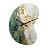 Gold And Green Paint Fusion - Asymmetric Metal Wall Clock
