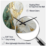 Gold And Green Paint Fusion - Asymmetric Metal Wall Clock