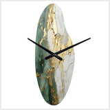 Gold And Green Paint Fusion - Asymmetric Metal Wall Clock