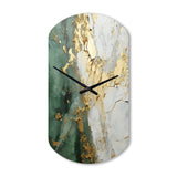 Gold And Green Paint Fusion - Asymmetric Metal Wall Clock