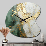 Gold And Green Paint Fusion - Asymmetric Metal Wall Clock