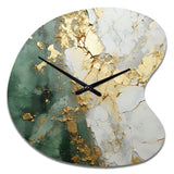 Gold And Green Paint Fusion - Asymmetric Metal Wall Clock