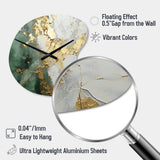 Gold And Green Paint Fusion - Asymmetric Metal Wall Clock