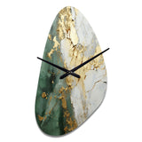 Gold And Green Paint Fusion - Asymmetric Metal Wall Clock