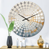 Gold And Blue Paint Fusion - Abstract Metal Wall Clock