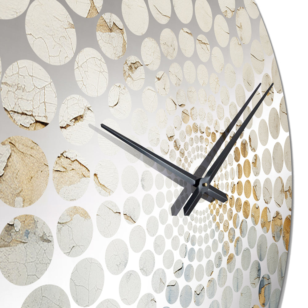 Gold And Blue Paint Fusion - Abstract Metal Wall Clock