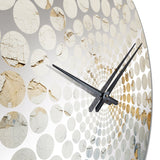 Gold And Blue Paint Fusion - Abstract Metal Wall Clock