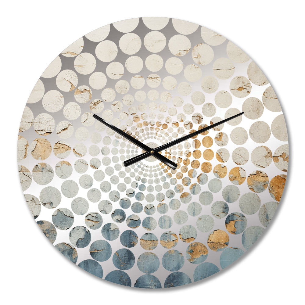 Gold And Blue Paint Fusion - Abstract Metal Wall Clock