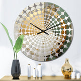 Gold And Green Paint Fusion I - Abstract Metal Wall Clock
