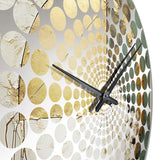 Gold And Green Paint Fusion I - Abstract Metal Wall Clock