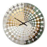 Gold And Green Paint Fusion I - Abstract Metal Wall Clock