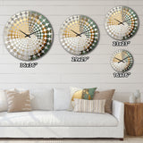 Gold And Green Paint Fusion I - Abstract Metal Wall Clock