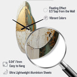 Gold And Green Paint Fusion I - Asymmetric Metal Wall Clock