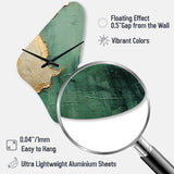 Gold And Green Paint Fusion II - Asymmetric Metal Wall Clock