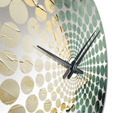 Gold And Green Paint Fusion II - Abstract Metal Wall Clock