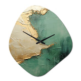 Gold And Green Paint Fusion II - Asymmetric Metal Wall Clock
