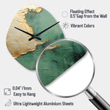 Gold And Green Paint Fusion II - Asymmetric Metal Wall Clock