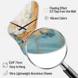 Gold And Blue Paint Fusion I - Asymmetric Metal Wall Clock
