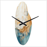 Gold And Blue Paint Fusion I - Asymmetric Metal Wall Clock