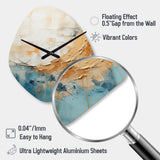 Gold And Blue Paint Fusion I - Asymmetric Metal Wall Clock