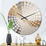 Gold And Beige Paint Fusion - Abstract Metal Wall Clock