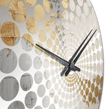 Gold And Beige Paint Fusion - Abstract Metal Wall Clock