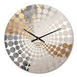 Gold And Beige Paint Fusion - Abstract Metal Wall Clock
