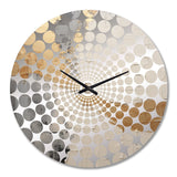 Gold And Beige Paint Fusion - Abstract Metal Wall Clock