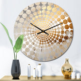 Gold And Beige Paint Fusion I - Abstract Metal Wall Clock