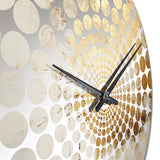 Gold And Beige Paint Fusion I - Abstract Metal Wall Clock