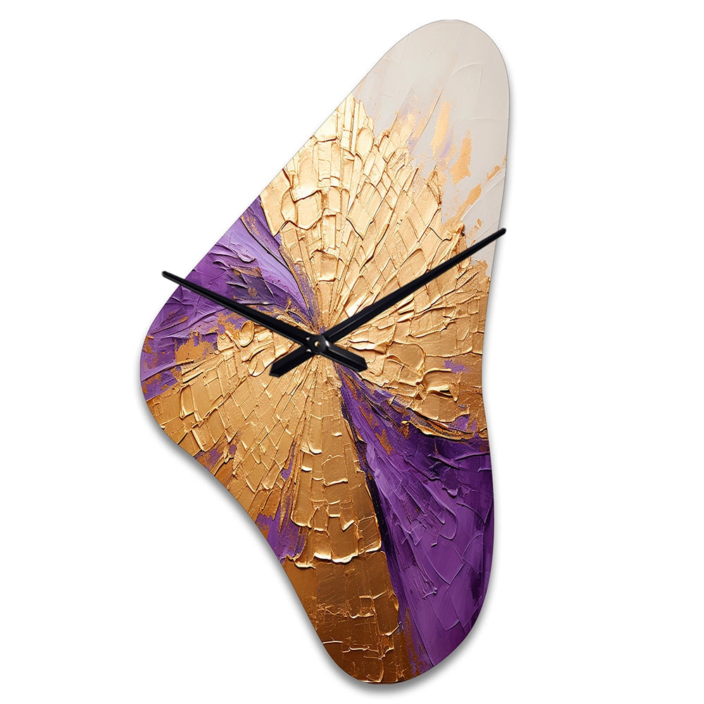 Gold And Purple Lunar Vector I - Asymmetric Metal Wall Clock
