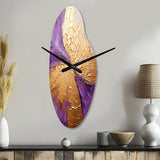 Gold And Purple Lunar Vector I - Asymmetric Metal Wall Clock