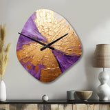 Gold And Purple Lunar Vector I - Asymmetric Metal Wall Clock