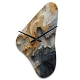 Gold And Beige River Spiral - Asymmetric Metal Wall Clock